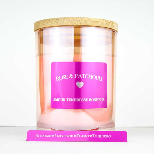 Amour Tendresse Bonheur -  Rose & Patchouli - Bougie Avec Message